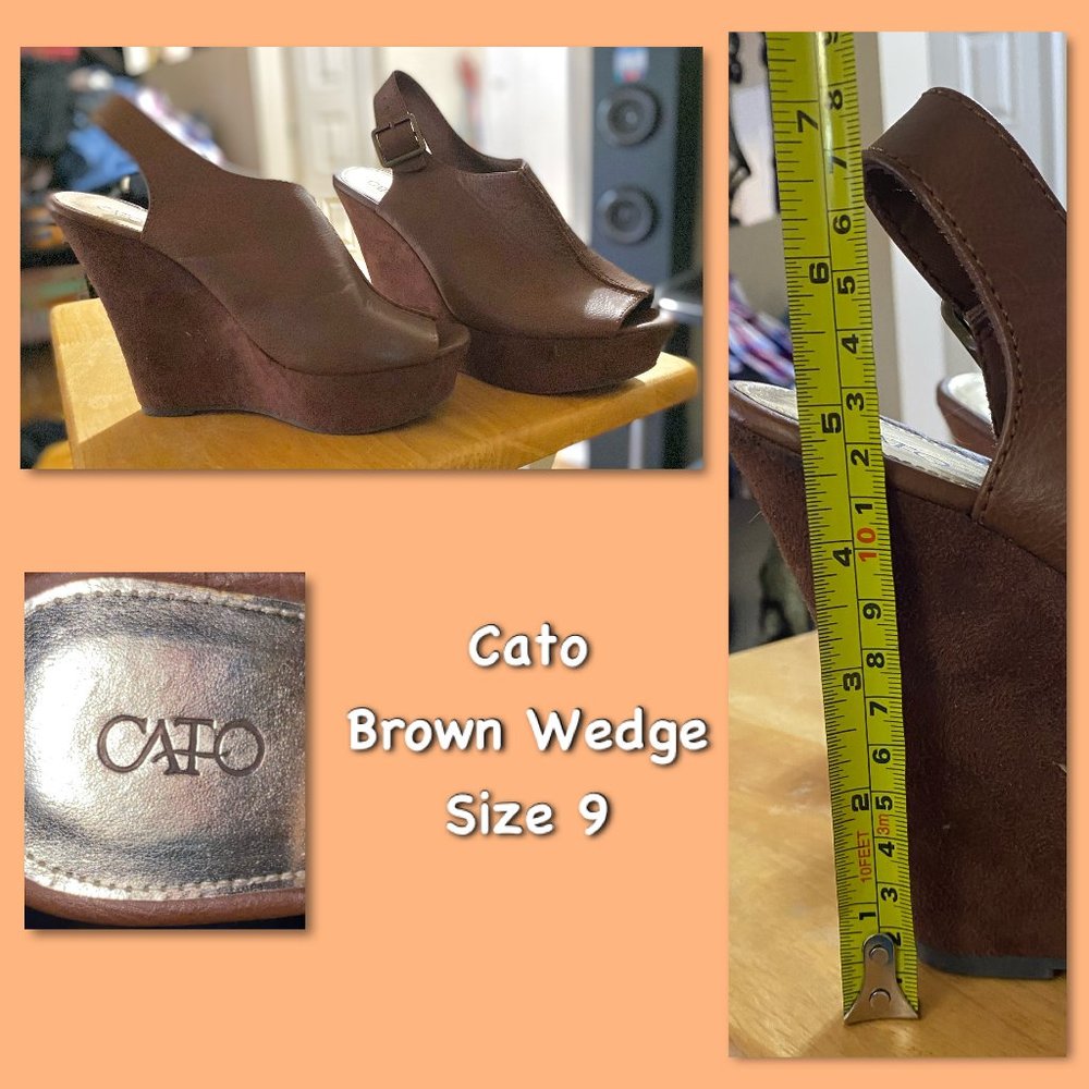 Cato, Tan Leather Upper Wedges - Slingback